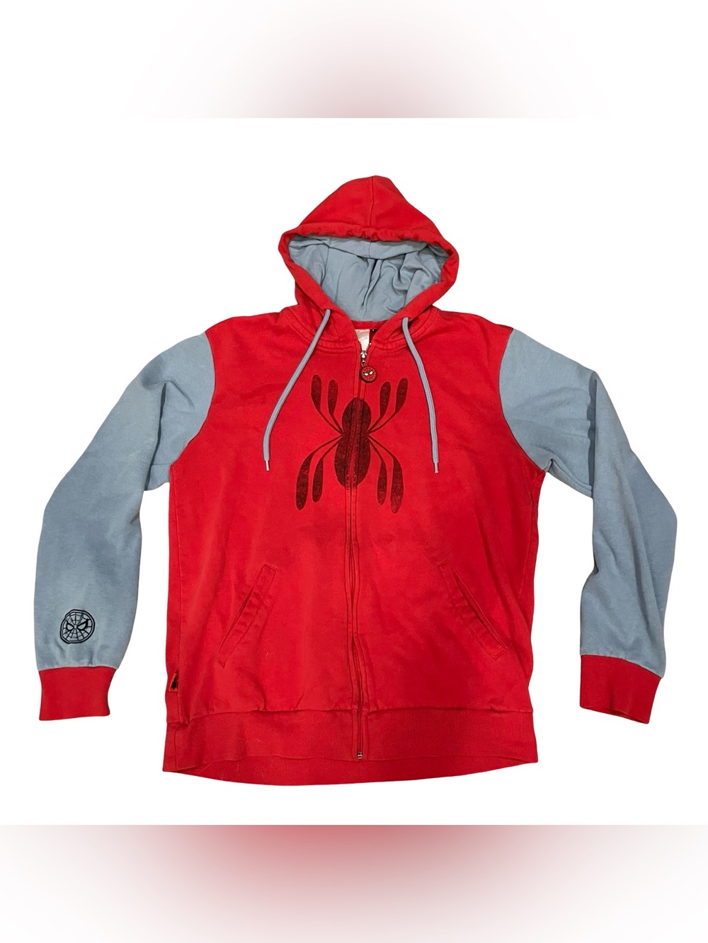 Hot Topic Marvel Spider-Man Homecoming Homemade Suit Cosplay Hoodie Zip Mens Med